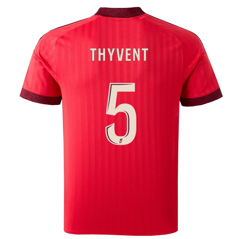 Danxen Kinderen Estéban Thyvent #5 Burgundy Rood Wit Uitshirt Uittenue 2026/27 T-Shirt