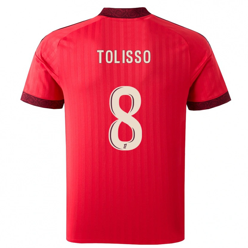 Danxen Kinderen Corentin Tolisso #8 Burgundy Rood Wit Uitshirt Uittenue 2026/27 T-Shirt