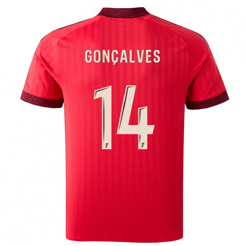 Danxen Kinderen Tiago Gonçalves #14 Burgundy Rood Wit Uitshirt Uittenue 2026/27 T-Shirt