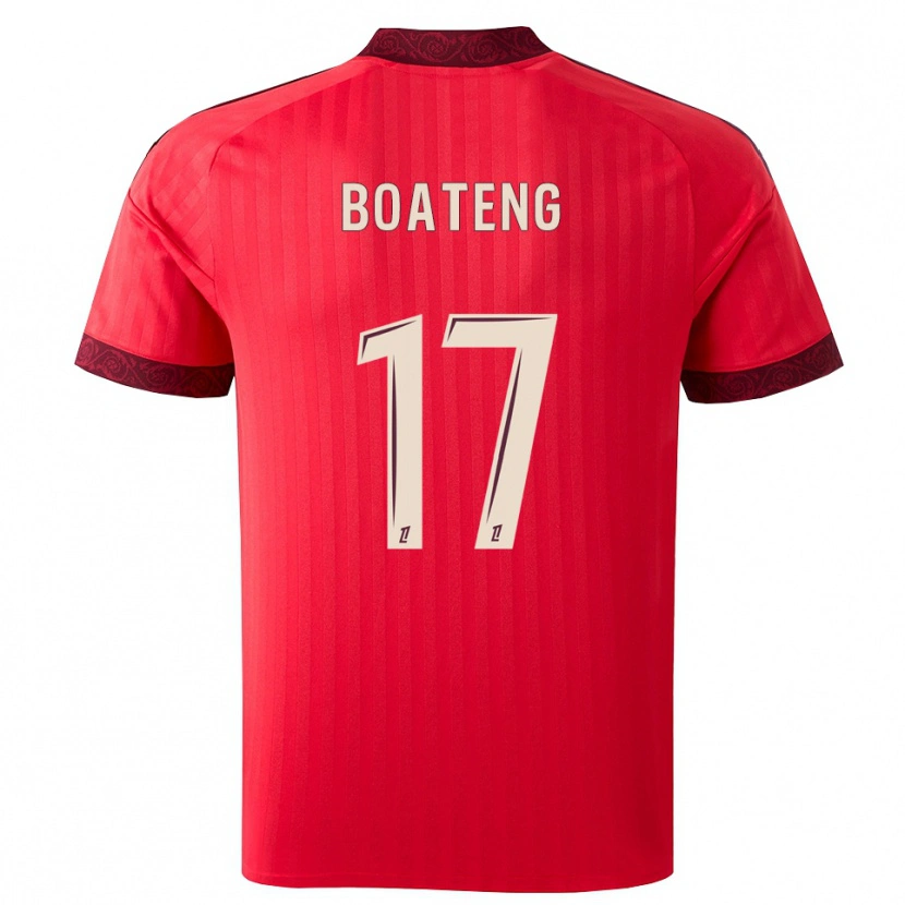 Danxen Kinderen Jerome Boateng #17 Burgundy Rood Wit Uitshirt Uittenue 2026/27 T-Shirt