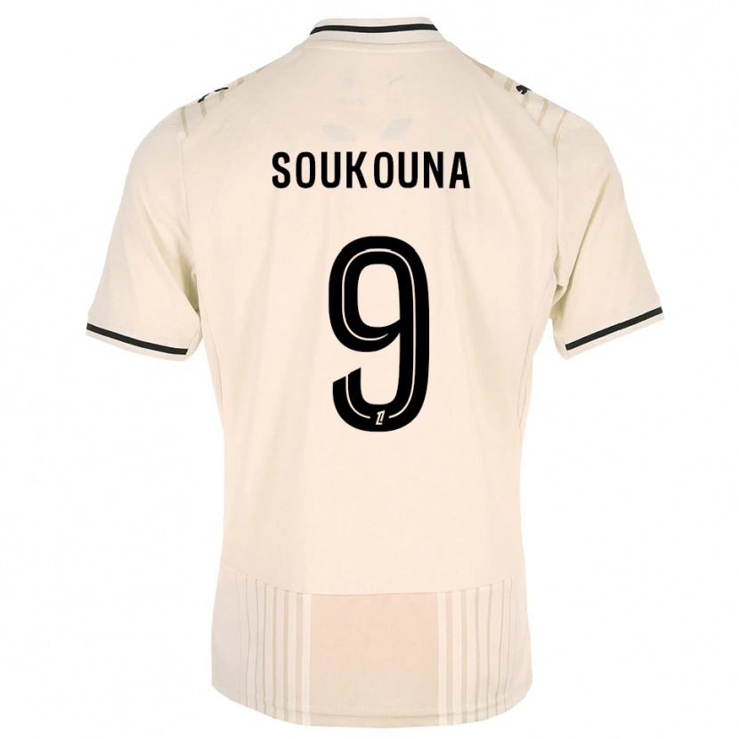 Danxen Kinderen Idrissa Soukouna #9 Oldlace Zwart Antiquewhite Uitshirt Uittenue 2026/27 T-Shirt
