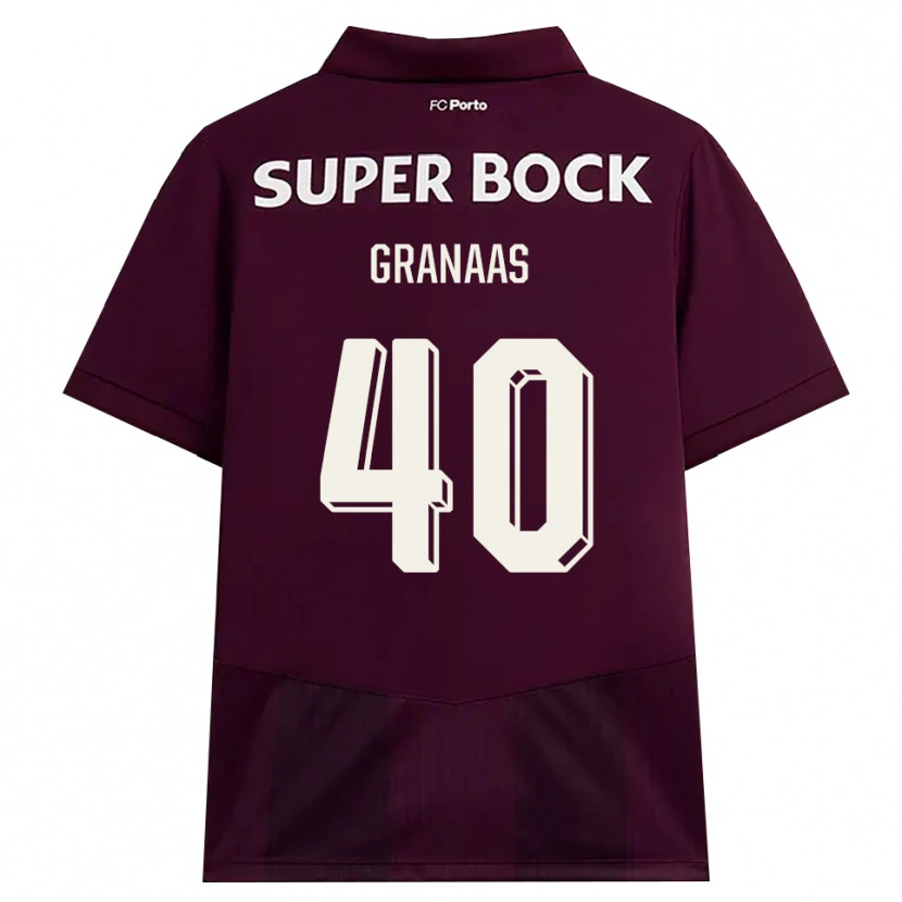 Danxen Kinderen Eirik Granaas #40 Bordeauxrood Wit Uitshirt Uittenue 2026/27 T-Shirt