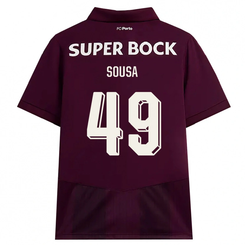 Danxen Kinderen Gonçalo Sousa #49 Bordeauxrood Wit Uitshirt Uittenue 2026/27 T-Shirt
