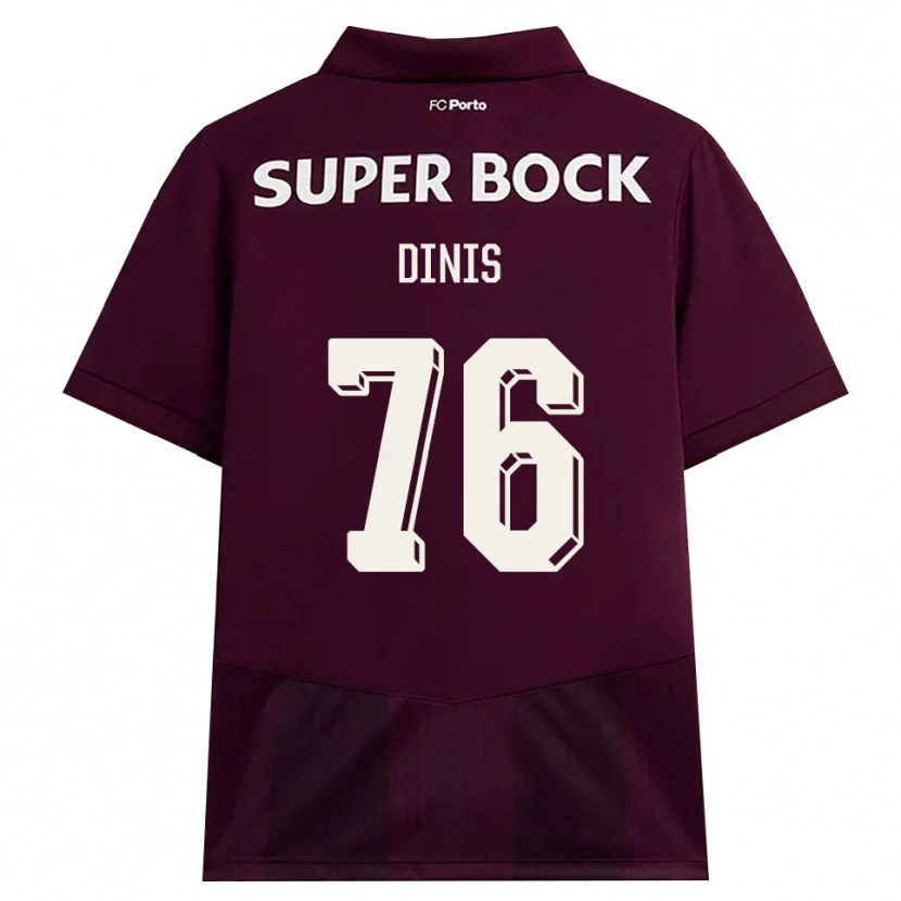 Danxen Kinderen Dinis Andrade Rodrigues #76 Bordeauxrood Wit Uitshirt Uittenue 2026/27 T-Shirt