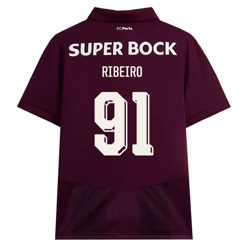 Danxen Kinderen Gonçalo Ribeiro #91 Bordeauxrood Wit Uitshirt Uittenue 2026/27 T-Shirt