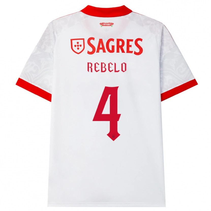 Danxen Kinderen Silvia Rebelo #4 Wit Rood Geel Uitshirt Uittenue 2026/27 T-Shirt