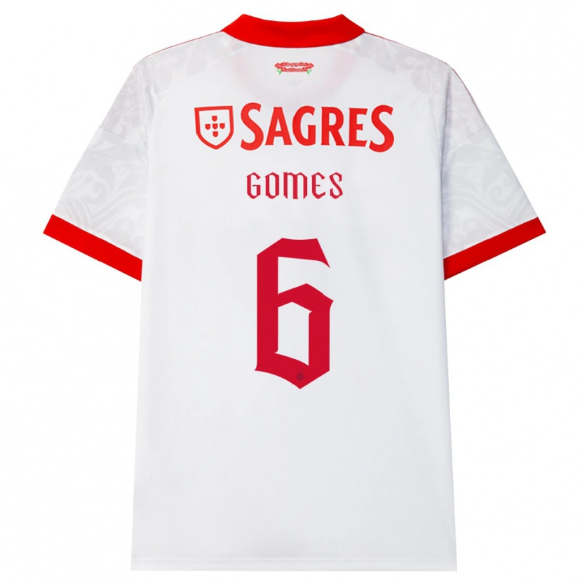 Danxen Kinderen Hugo Gomes #6 Wit Rood Geel Uitshirt Uittenue 2026/27 T-Shirt
