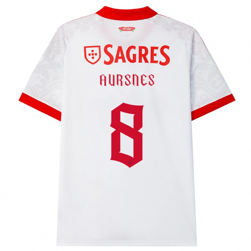 Danxen Kinderen Fredrik Aursnes #8 Wit Rood Geel Uitshirt Uittenue 2026/27 T-Shirt