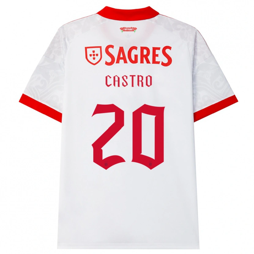 Danxen Kinderen Guilherme Castro #20 Wit Rood Geel Uitshirt Uittenue 2026/27 T-Shirt