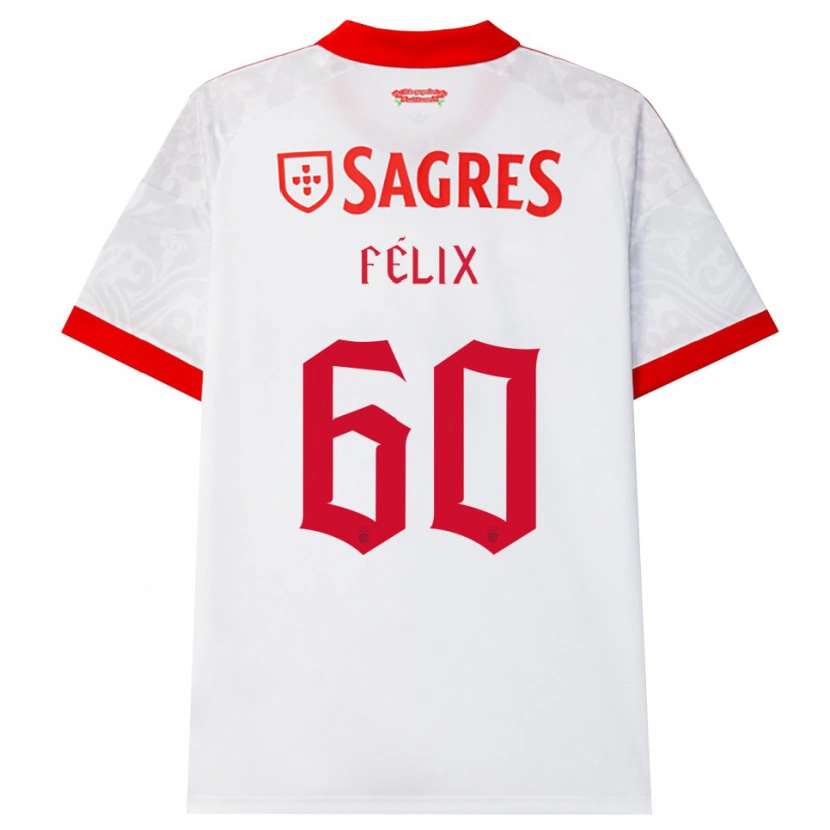 Danxen Kinderen Nuno Félix #60 Wit Rood Geel Uitshirt Uittenue 2026/27 T-Shirt