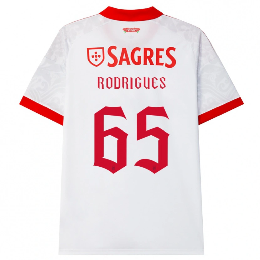 Danxen Kinderen Rafael Rodrigues #65 Wit Rood Geel Uitshirt Uittenue 2026/27 T-Shirt