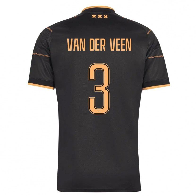Danxen Kinderen Roos Van Der Veen #3 Zwart Oranje Uitshirt Uittenue 2026/27 T-Shirt