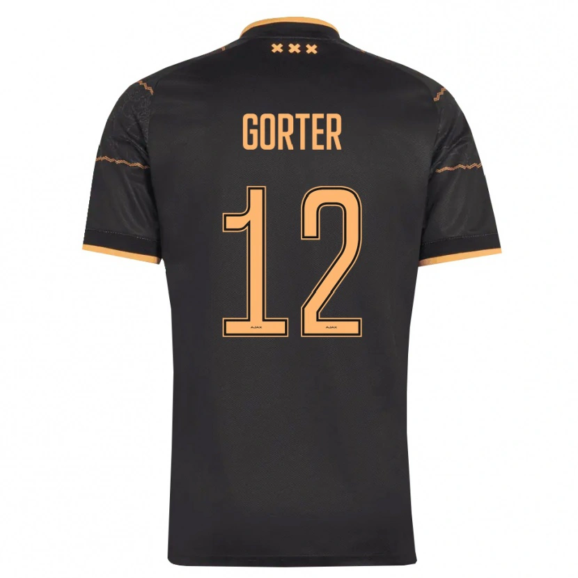 Danxen Kinderen Jay Gorter #12 Zwart Oranje Uitshirt Uittenue 2026/27 T-Shirt