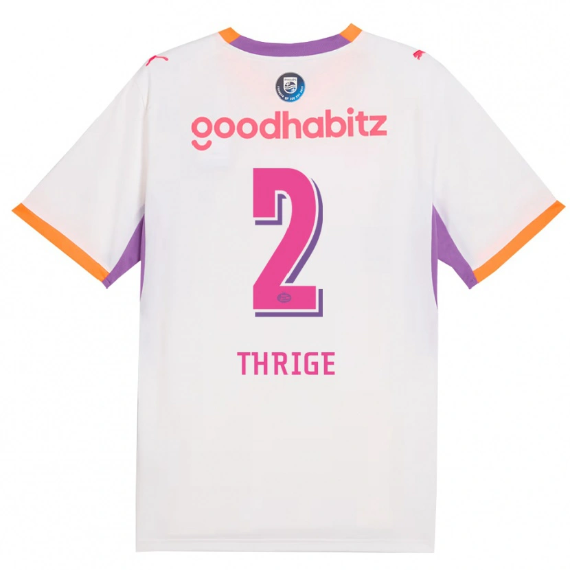 Danxen Kinderen Sara Thrige #2 Wit Paars Oranje Uitshirt Uittenue 2026/27 T-Shirt