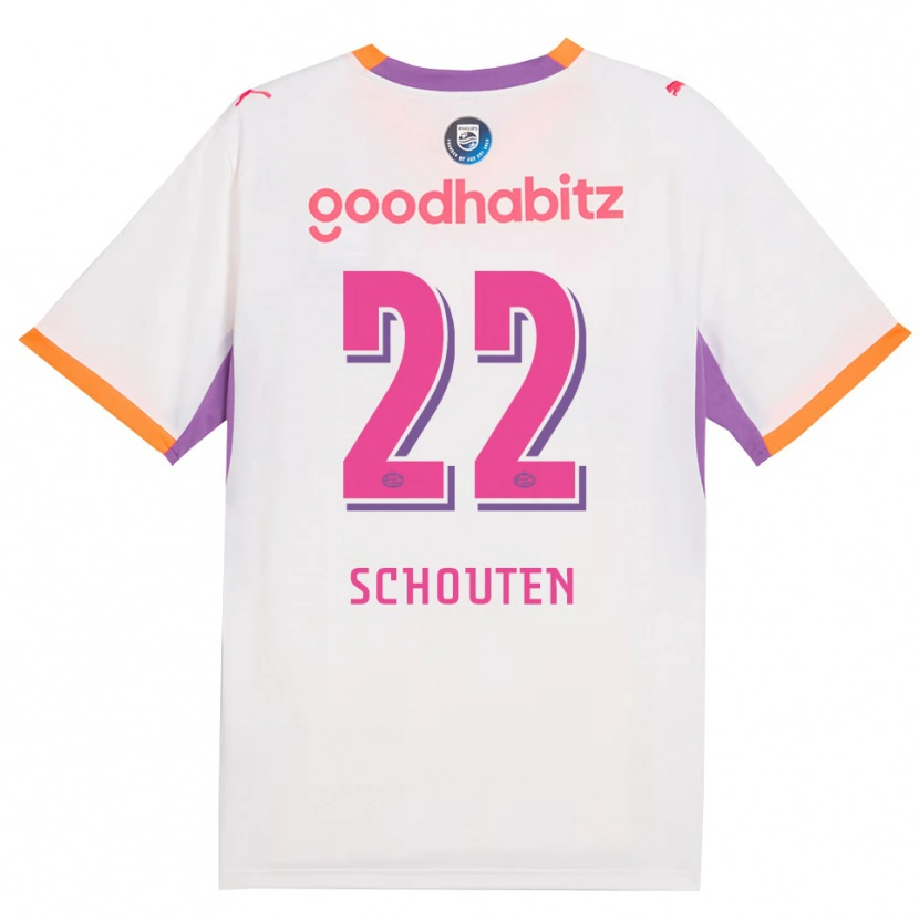 Danxen Kinderen Jerdy Schouten #22 Wit Paars Oranje Uitshirt Uittenue 2026/27 T-Shirt
