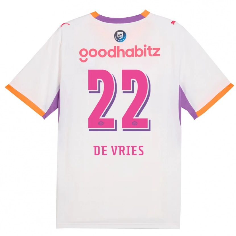 Danxen Kinderen Lyam De Vries #22 Wit Paars Oranje Uitshirt Uittenue 2026/27 T-Shirt
