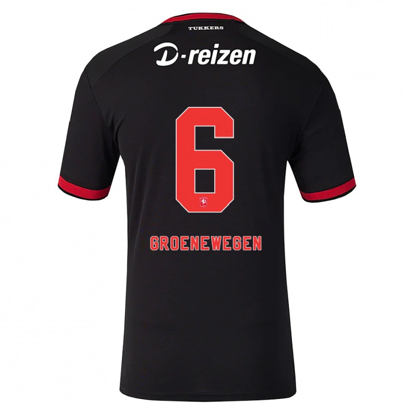 Danxen Kinderen Lynn Groenewegen #6 Rood Wit Zwart Uitshirt Uittenue 2026/27 T-Shirt