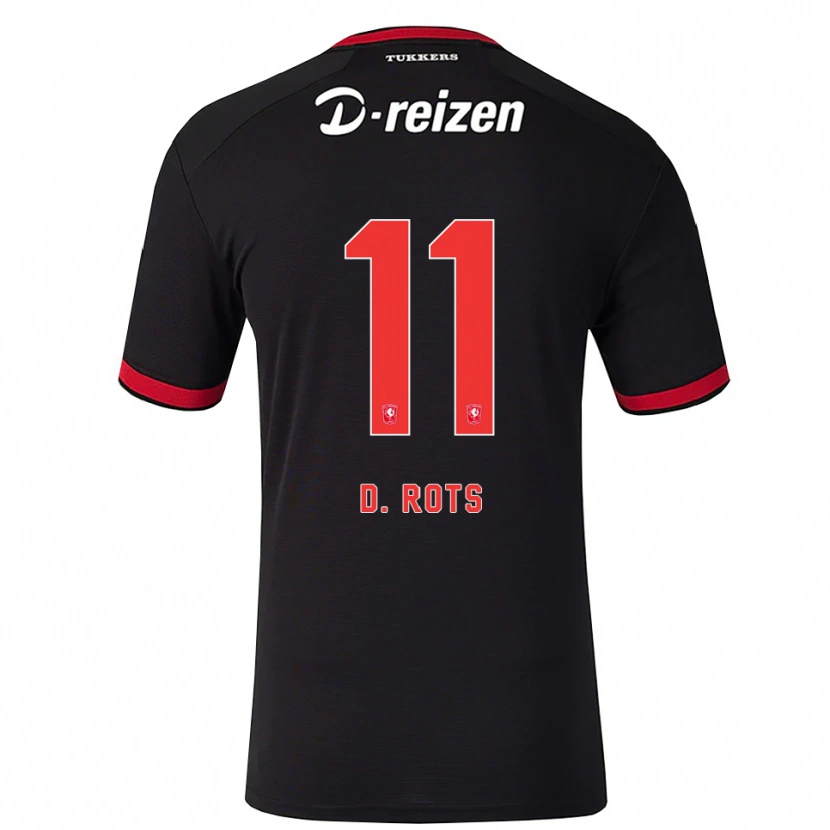 Danxen Kinderen Daan Rots #11 Rood Wit Zwart Uitshirt Uittenue 2026/27 T-Shirt