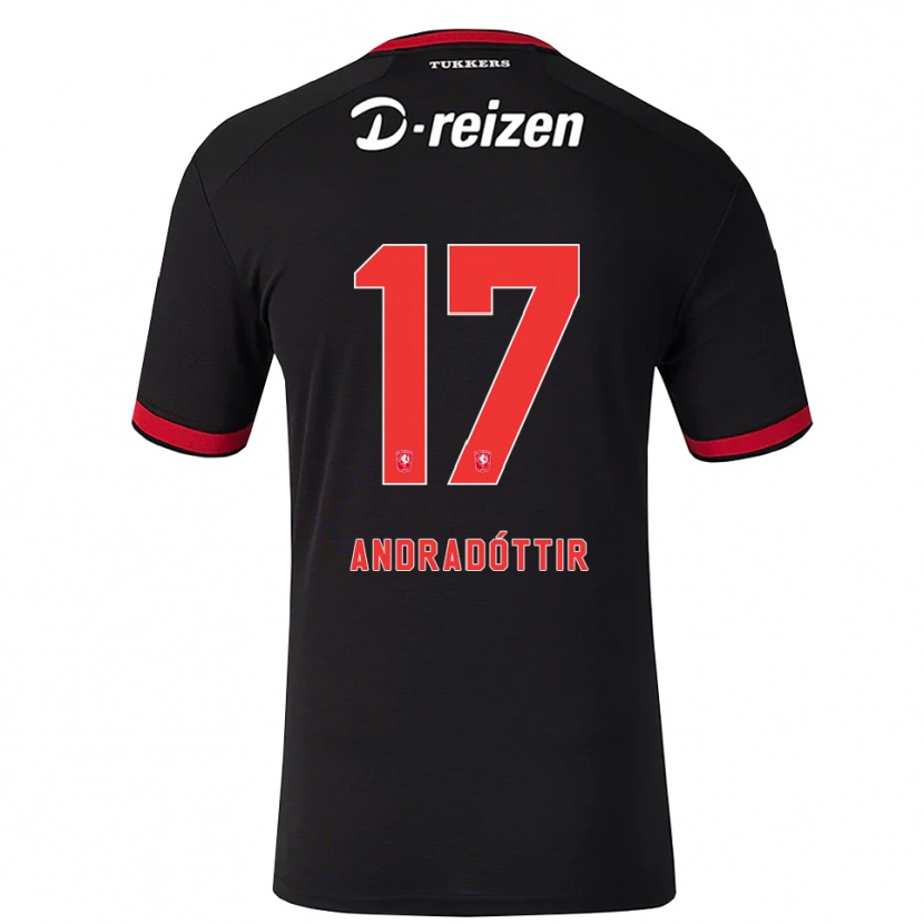 Danxen Kinderen Amanda Andradóttir #17 Rood Wit Zwart Uitshirt Uittenue 2026/27 T-Shirt