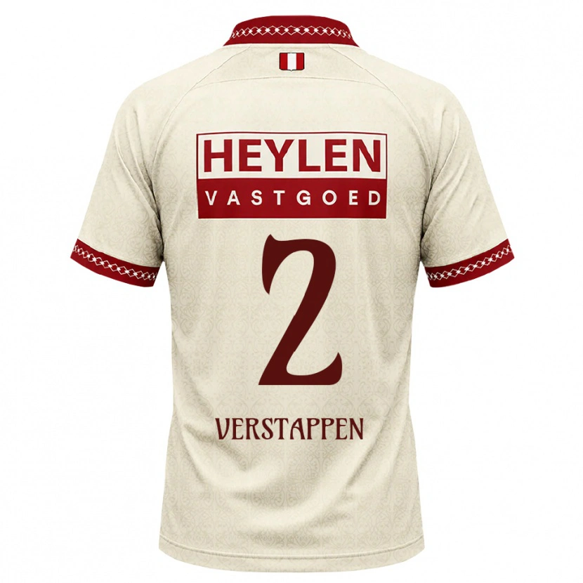 Danxen Kinderen Jayden Verstappen #2 Beige Rood Uitshirt Uittenue 2026/27 T-Shirt