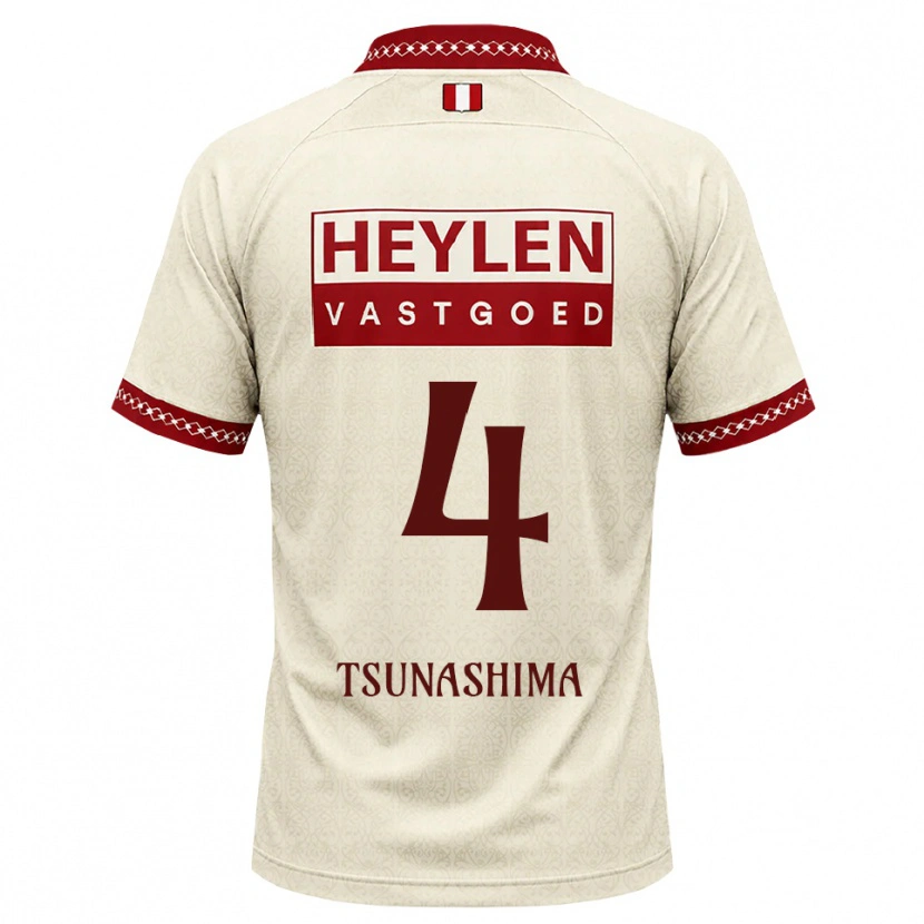 Danxen Kinderen Yuto Tsunashima #4 Beige Rood Uitshirt Uittenue 2026/27 T-Shirt