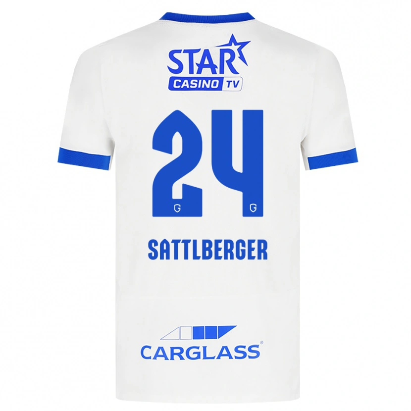 Danxen Kinderen Nikolas Sattlberger #24 Wit Blauw Uitshirt Uittenue 2026/27 T-Shirt