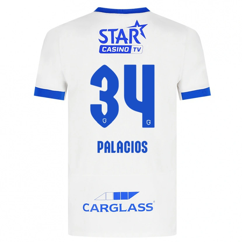 Danxen Kinderen Adrián Palacios #34 Wit Blauw Uitshirt Uittenue 2026/27 T-Shirt