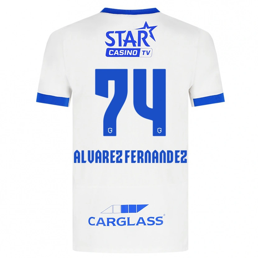 Danxen Kinderen Loïc Alvarez Fernandez #74 Wit Blauw Uitshirt Uittenue 2026/27 T-Shirt