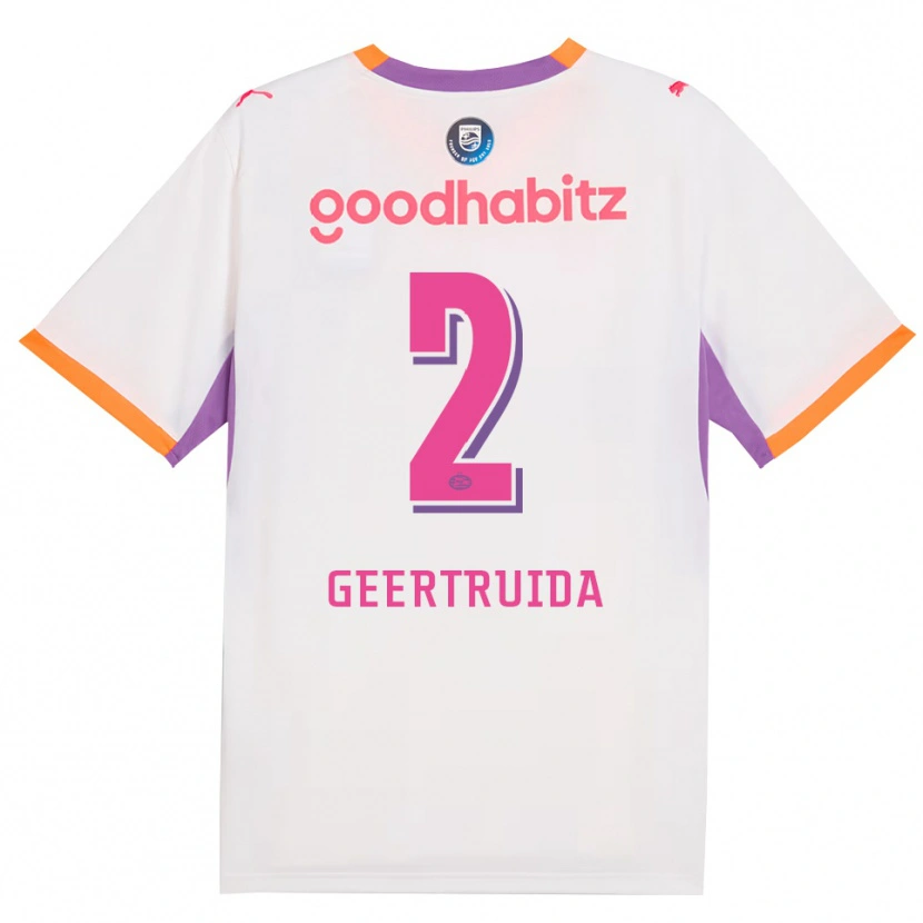 Danxen Kinderen Lutsharel Geertruida #2 Wit Paars Oranje Uitshirt Uittenue 2026/27 T-Shirt