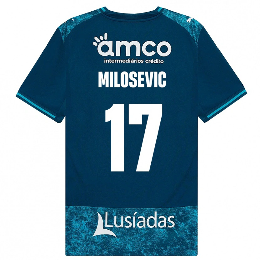 Danxen Kinderen Jovan Milosevic #17 Donkerleigrijs Mediumturquoise Uitshirt Uittenue 2026/27 T-Shirt