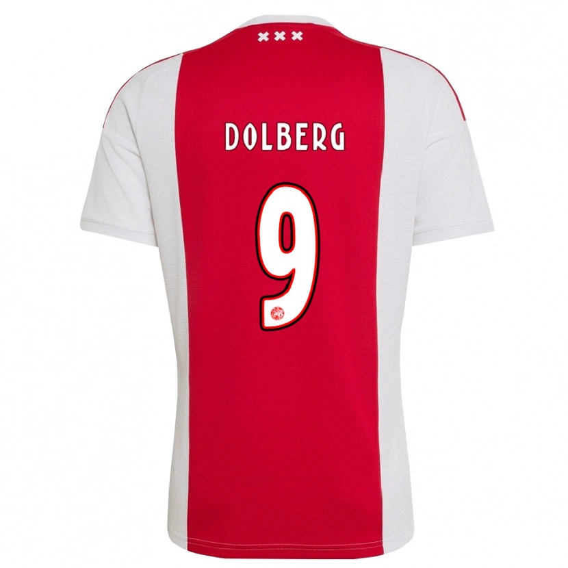 Danxen Heren Kasper Dolberg #9 Rood Wit Geel Thuisshirt Thuistenue 2026/27 T-Shirt