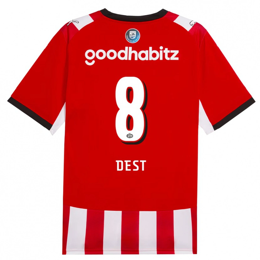 Danxen Heren Sergiño Dest #8 Rood Wit Zwart Thuisshirt Thuistenue 2026/27 T-Shirt