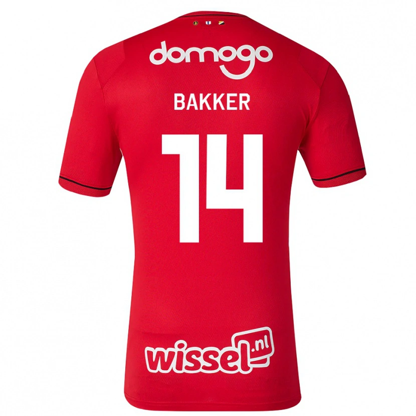 Danxen Heren Eshly Bakker #14 Rood Wit Zwart Thuisshirt Thuistenue 2026/27 T-Shirt