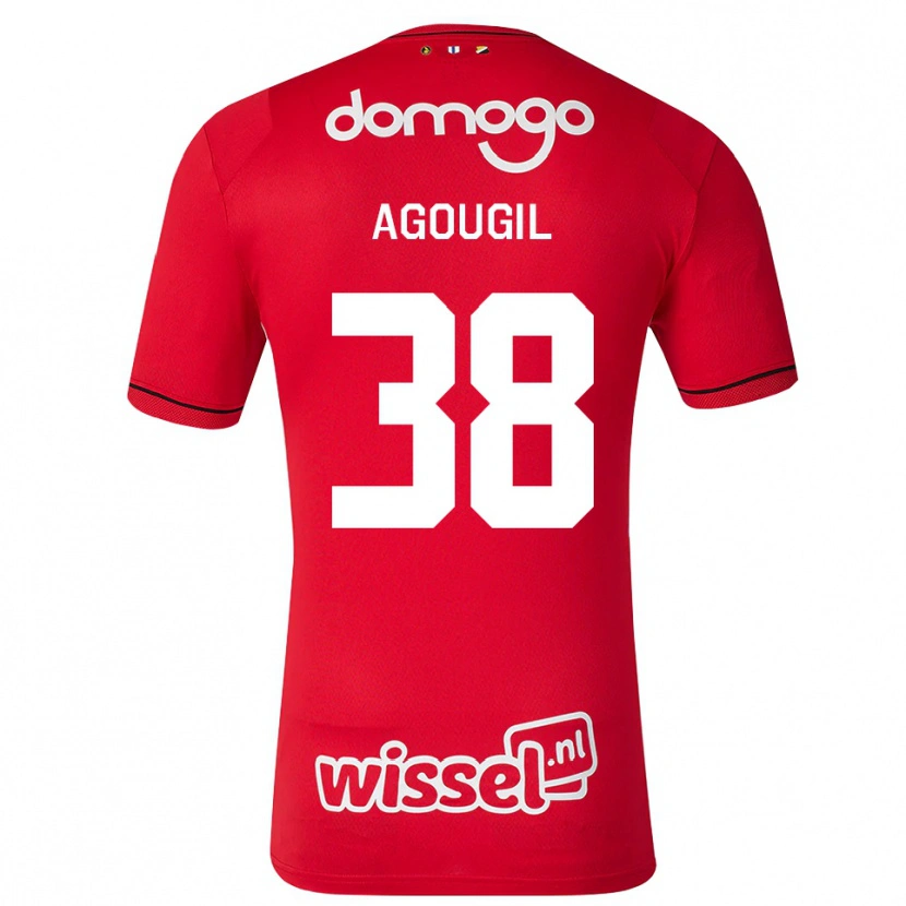 Danxen Heren Oualid Agougil #38 Rood Wit Zwart Thuisshirt Thuistenue 2026/27 T-Shirt