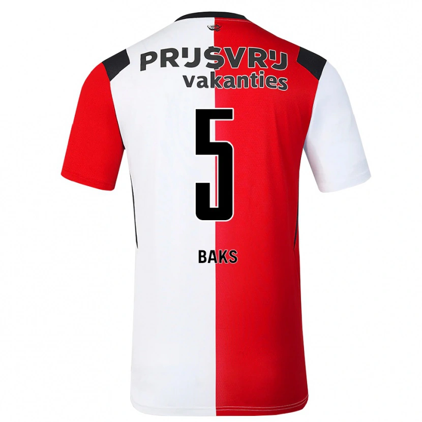Danxen Heren Finn Baks #5 Rood Wit Zwart Thuisshirt Thuistenue 2026/27 T-Shirt