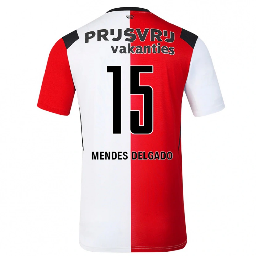 Danxen Heren Jayden Mendes Delgado #15 Rood Wit Zwart Thuisshirt Thuistenue 2026/27 T-Shirt