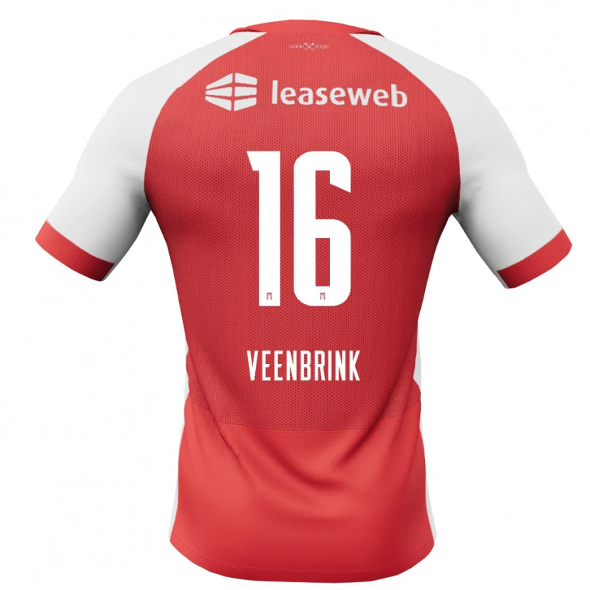 Danxen Heren Jayden Veenbrink #16 Rood Wit Zwart Thuisshirt Thuistenue 2026/27 T-Shirt