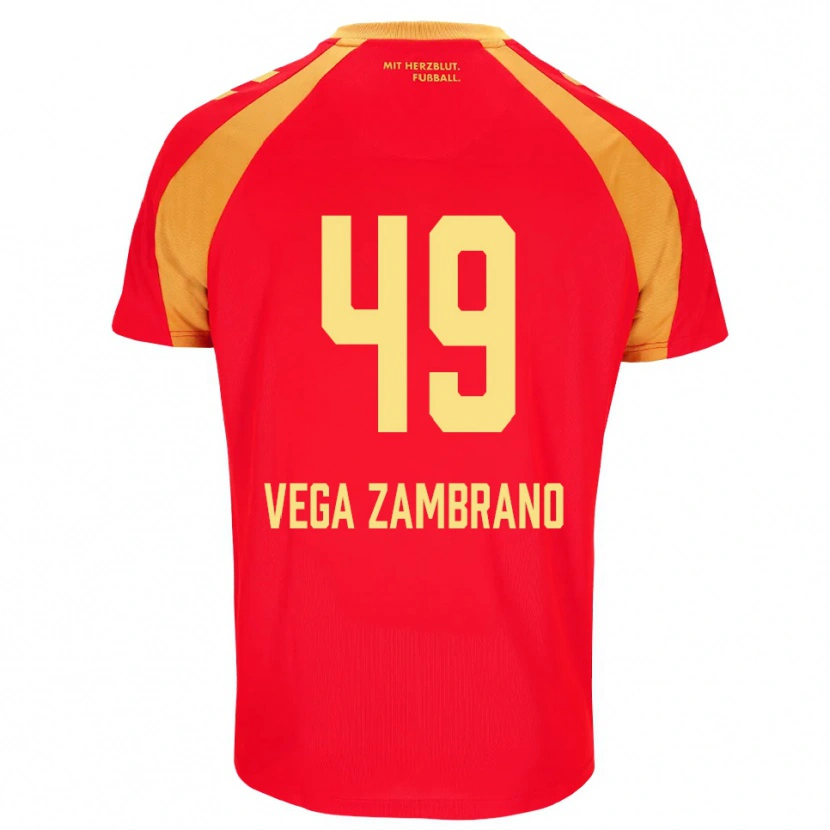 Danxen Heren Joel Vega Zambrano #49 Rood Oranje Zwart Uitshirt Uittenue 2026/27 T-Shirt