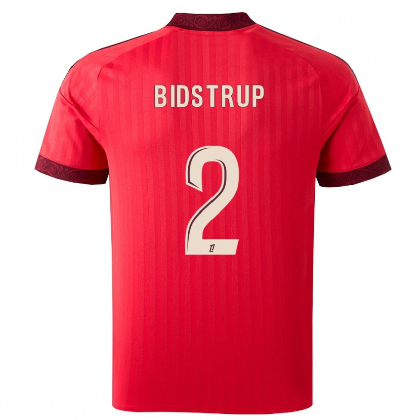 Danxen Heren Mads Bidstrup #2 Burgundy Rood Wit Uitshirt Uittenue 2026/27 T-Shirt