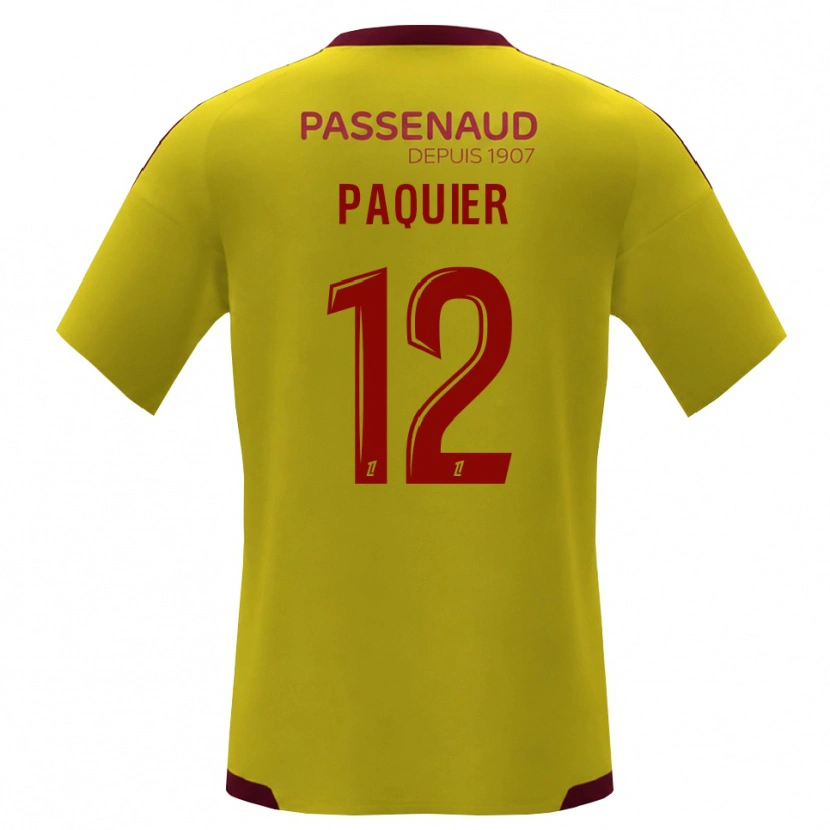 Danxen Heren Maxime Paquier #12 Geel Rood Groen Uitshirt Uittenue 2026/27 T-Shirt