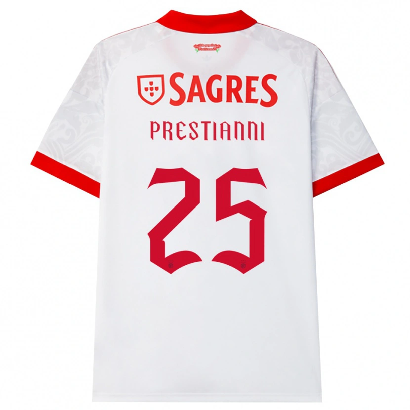 Danxen Heren Gianluca Prestianni #25 Wit Rood Geel Uitshirt Uittenue 2026/27 T-Shirt