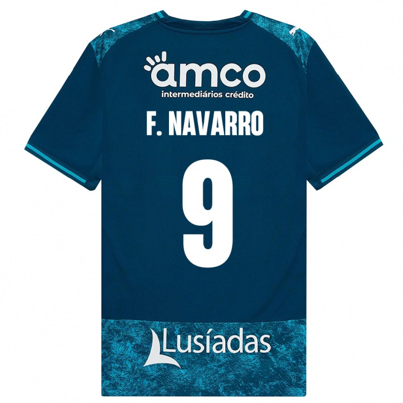 Danxen Heren Fran Navarro #9 Donkerleigrijs Mediumturquoise Uitshirt Uittenue 2026/27 T-Shirt