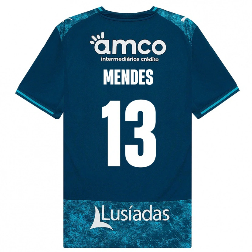 Danxen Heren Emmanuel Mendes #13 Donkerleigrijs Mediumturquoise Uitshirt Uittenue 2026/27 T-Shirt