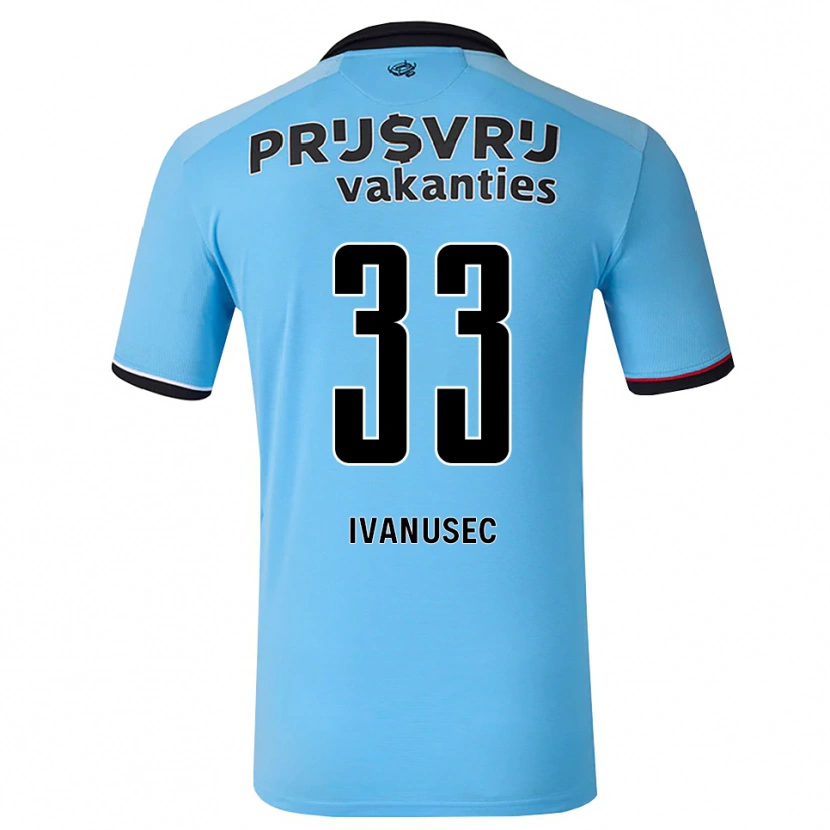Danxen Heren Luka Ivanušec #33 Diephemelsblauw Zwart Rood Uitshirt Uittenue 2026/27 T-Shirt