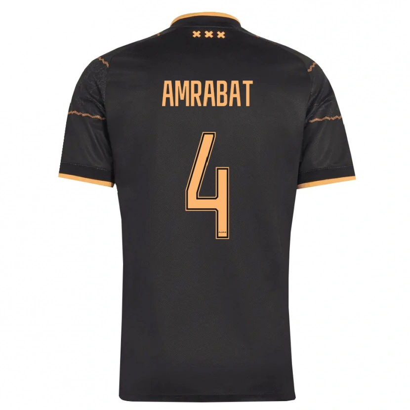 Danxen Heren Sofyan Amrabat #4 Zwart Oranje Uitshirt Uittenue 2026/27 T-Shirt