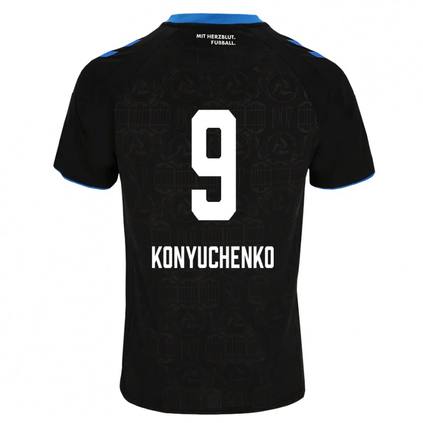 Danxen Dames Yehor Konyuchenko #9 Zwart Wit Rood Thuisshirt Thuistenue 2026/27 T-Shirt