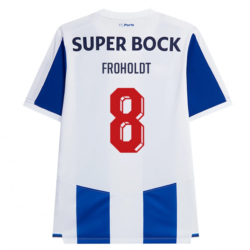 Danxen Dames Victor Froholdt #8 Blauw Wit Rood Thuisshirt Thuistenue 2026/27 T-Shirt