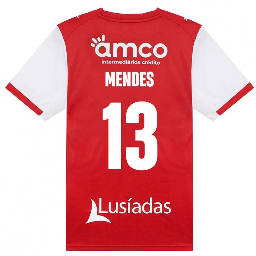 Danxen Dames Emmanuel Mendes #13 Wit Rood Zwart Thuisshirt Thuistenue 2026/27 T-Shirt