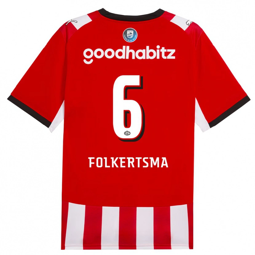 Danxen Dames Sisca Folkertsma #6 Rood Wit Zwart Thuisshirt Thuistenue 2026/27 T-Shirt