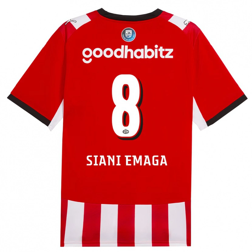 Danxen Dames Ezechiel Siani Emaga #8 Rood Wit Zwart Thuisshirt Thuistenue 2026/27 T-Shirt
